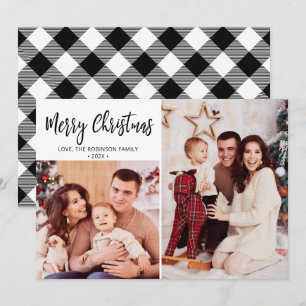 Cartes Pour Fêtes Annuelles Buffalo Plaid Rustic Photo Collage Noël