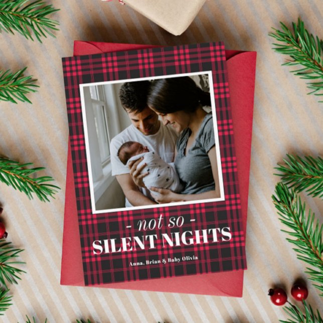 Cartes Pour Fêtes Annuelles Buffalo Plaid Silent Nights Funny Christmas Card (Créateur téléchargé)