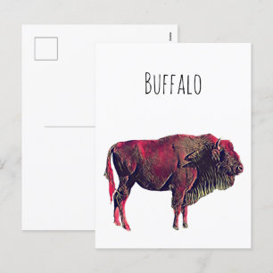 Cartes Pour Fêtes Annuelles Buffalo Portrait Design pour bison ou animal sauva
