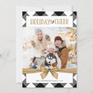 Cartes Pour Fêtes Annuelles Buffle noir et blanc Chèque Brown Kraft CHEER
