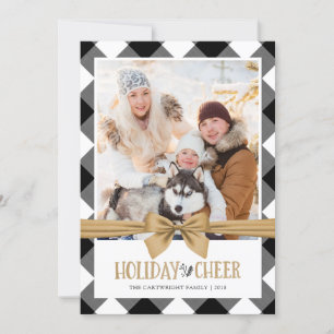 Cartes Pour Fêtes Annuelles Buffle noir et blanc Chèque Brown Kraft CHEER