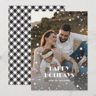 Cartes Pour Fêtes Annuelles Buffle noir et blanc Plaid Staid Photo
