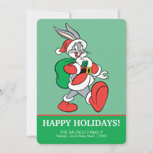 Cartes Pour Fêtes Annuelles BUGS BUNNY™ Père Noël marchant joyeusement