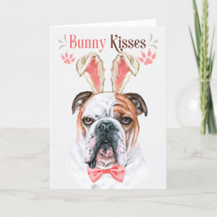 Cartes Pour Fêtes Annuelles Bulldog anglais à Bunny Ears pour Pâques