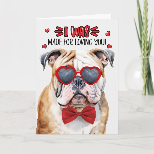 Cartes Pour Fêtes Annuelles Bulldog anglais fait pour vous aimer Valentine (Devant)