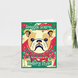 Cartes Pour Fêtes Annuelles Bulldog dans le festin moche Sweater de Noël drôle