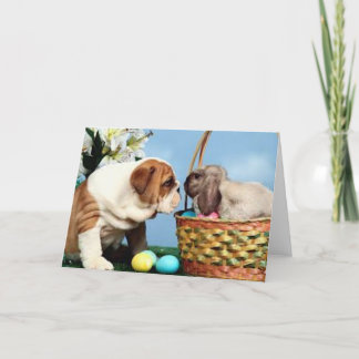 Cartes Pour Fêtes Annuelles Bulldog et Bunny de Pâques