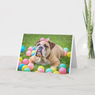 Cartes Pour Fêtes Annuelles Bulldog mignon animal de Pâques chien Hundeportrai