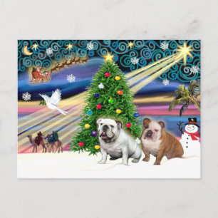 Cartes Pour Fêtes Annuelles Bulldogs anglais Christmas Magic (deux)