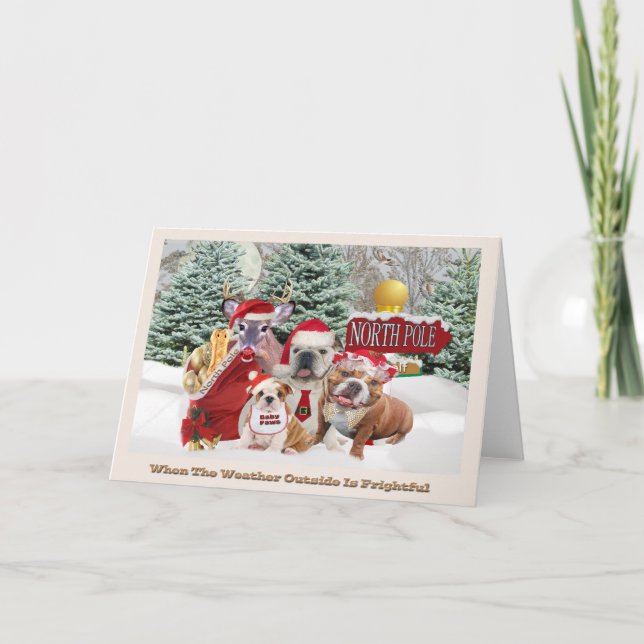 Cartes Pour Fêtes Annuelles Bulldogs au pôle Nord (Devant)