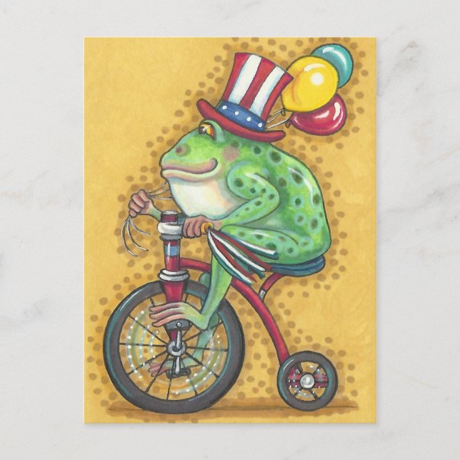 CARTES POUR FÊTES ANNUELLES BULLFROG 4 JUILLET, FROG HOLIDAY POSTCARD (Devant)