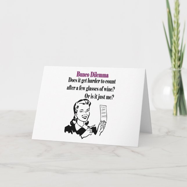 Cartes Pour Fêtes Annuelles Bunco - Dilema drôle (Devant)