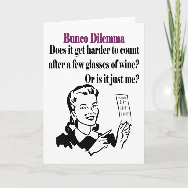 Cartes Pour Fêtes Annuelles Bunco - Dilema drôle (Devant)