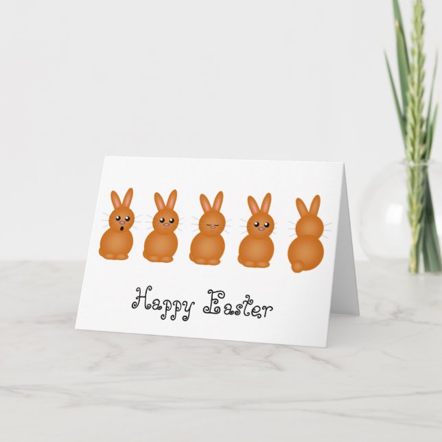 Cartes Pour Fêtes Annuelles Bunnies Brown de Pâques (Devant)