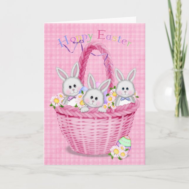 Cartes Pour Fêtes Annuelles Bunnies de Pâques Hoppy (Devant)