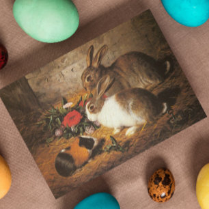Cartes Pour Fêtes Annuelles Bunnies et cochon de Guinée