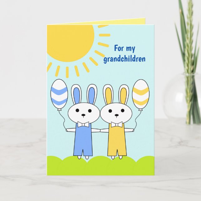 Cartes Pour Fêtes Annuelles Bunnies Pâques Pour Mes Petits-Enfants (Devant)