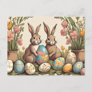 Cartes Pour Fêtes Annuelles Bunnies vintages de Pâques et Oeufs de Pâques