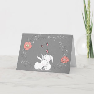 Cartes Pour Fêtes Annuelles Bunnies Whimsical Be My Valentine Partner Love