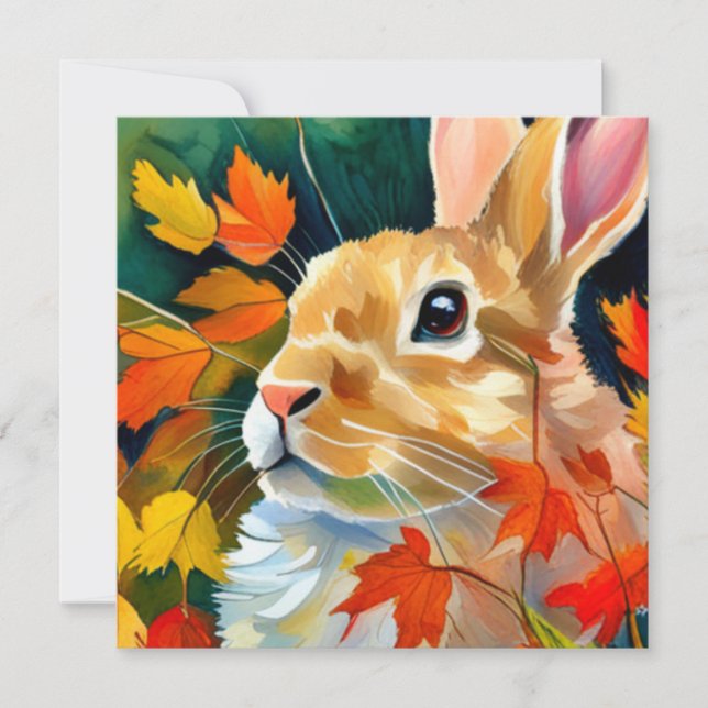 Cartes Pour Fêtes Annuelles Bunny d'automne (Devant)