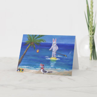 Cartes Pour Fêtes Annuelles Bunny de Pâques à la plage