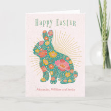 Bunny de Pâques Retro Floral Personnalisé