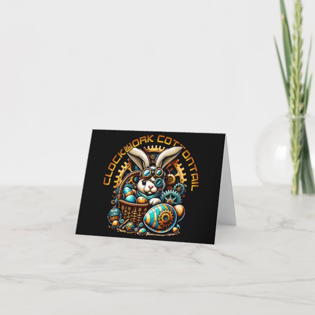 Cartes Pour Fêtes Annuelles Bunny de Pâques Steampunk (Devant)