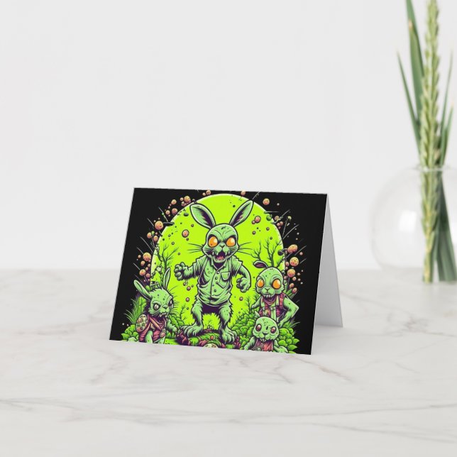 Cartes Pour Fêtes Annuelles Bunny de Pâques Zombie (Devant)