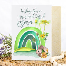 Bunny de printemps Arc-en-ciel Ostara Floral Pagan