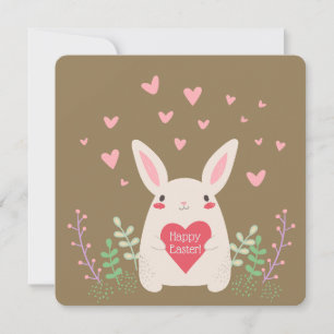 Cartes Pour Fêtes Annuelles Bunny et Coeurs de Pâques modernes personnalisés 5