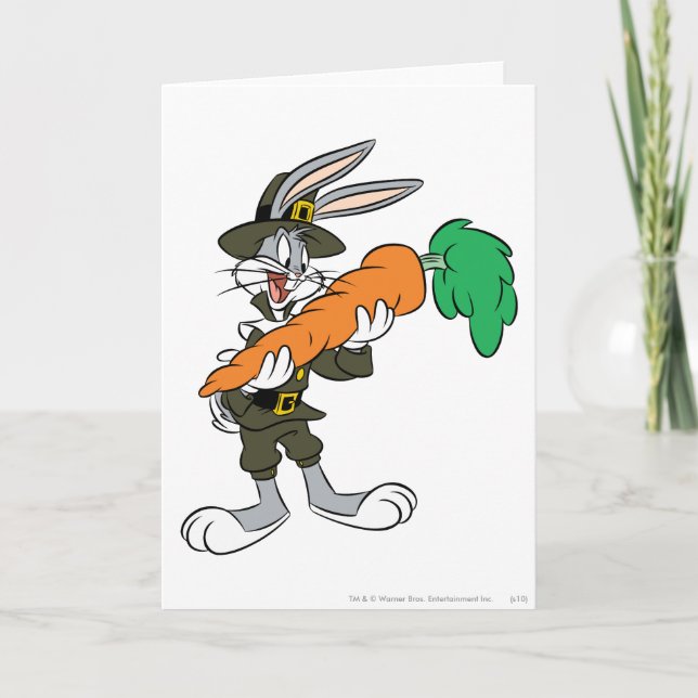 Cartes Pour Fêtes Annuelles BUNNY™ Pilgrim Thanksgiving Carrot (Devant)