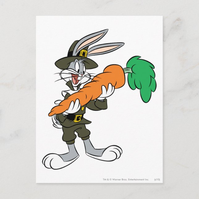 Cartes Pour Fêtes Annuelles BUNNY™ Pilgrim Thanksgiving Carrot (Devant)