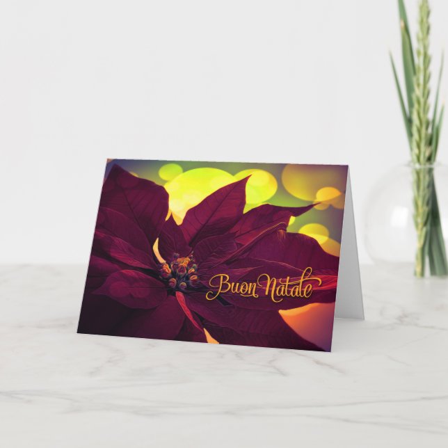 Cartes Pour Fêtes Annuelles Buon Italien Natale Vin de Noël Poinsettia (Devant)