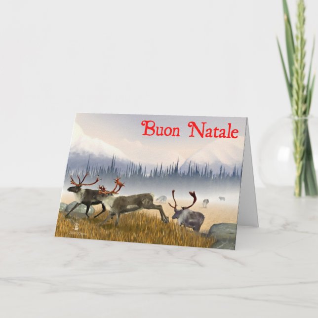 Cartes Pour Fêtes Annuelles Buon Natale - chasseurs dans la brume (Devant)