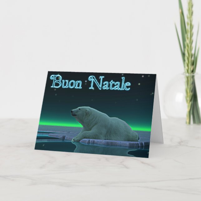 Cartes Pour Fêtes Annuelles Buon Natale - Ours polaire à bord de glace (Devant)