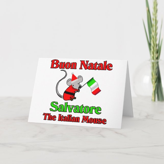 Cartes Pour Fêtes Annuelles Buon Natale Salvatore La souris italienne (Devant)