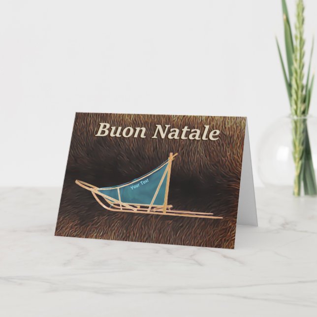 Cartes Pour Fêtes Annuelles Buon Natale - traîneau de chien (Devant)