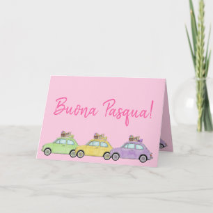 Cartes Pour Fêtes Annuelles Buona Pasqua Italie Pâques Retro Fiat 500