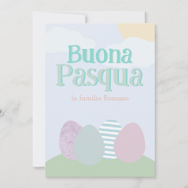 Cartes Pour Fêtes Annuelles Buona Pasqua Pastel Italien Bonne Pâques (Devant)