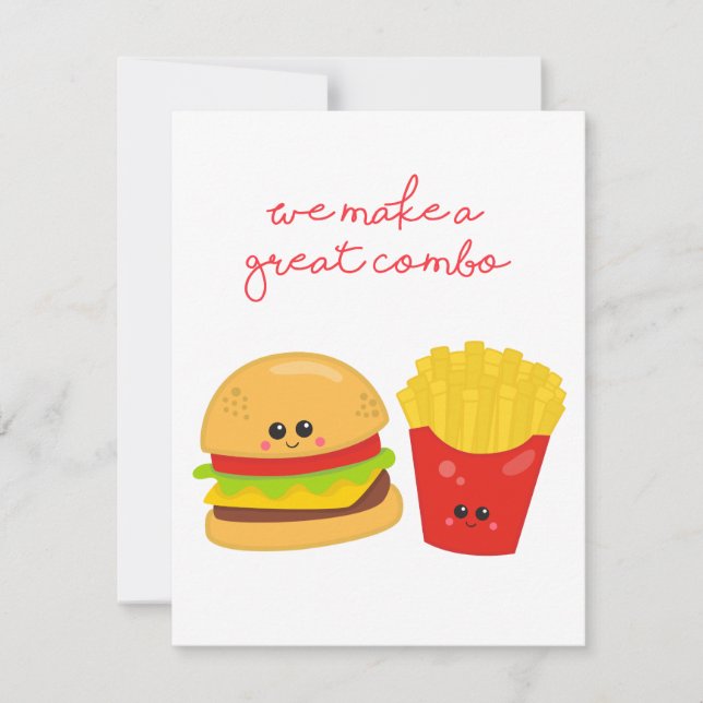 Cartes Pour Fêtes Annuelles Burger and Fries Valentine's Day Card (Devant)