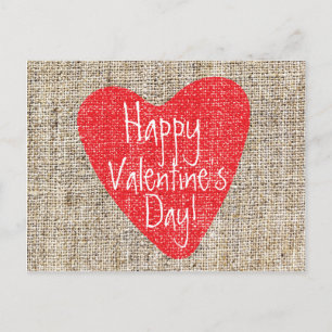 Cartes Pour Fêtes Annuelles Burlap Red Heart Valentine's Day