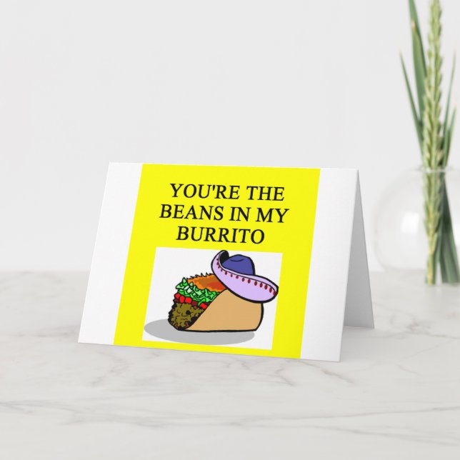 Cartes Pour Fêtes Annuelles BURRITO et amoureux des haricots (Devant)