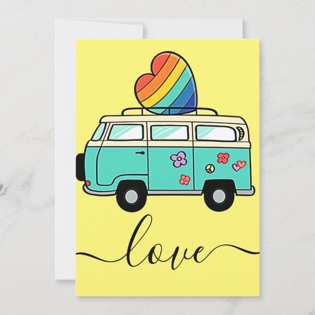Cartes Pour Fêtes Annuelles bus d'amour (Devant)