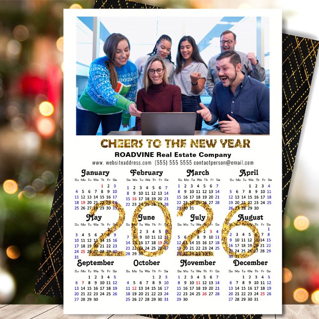 Cartes Pour Fêtes Annuelles Business 2026 Calendrier Parties scintillant moder (Créateur téléchargé)