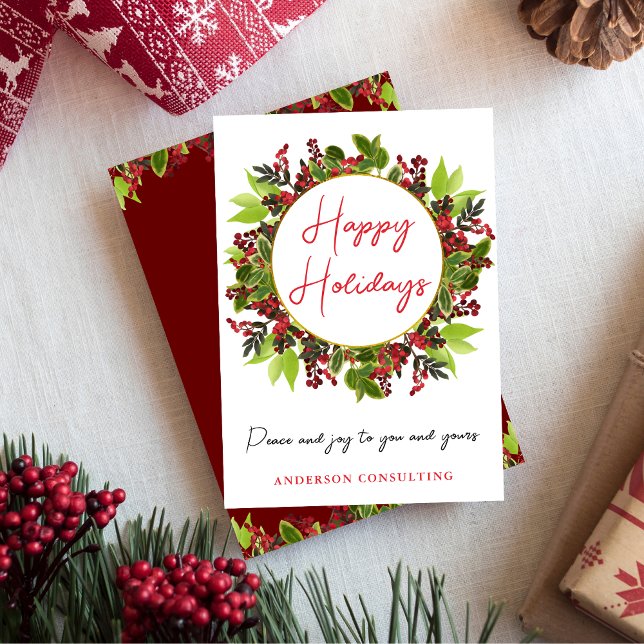 Cartes Pour Fêtes Annuelles Business Joyeuses vacances Paix et joie (Créateur téléchargé)