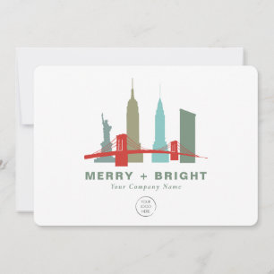 Cartes Pour Fêtes Annuelles Business Logo New York City Skyline, Bâtiment