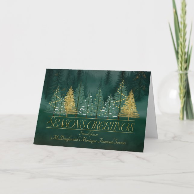 Cartes Pour Fêtes Annuelles Business Season's Greetings Green and Gold (Devant)
