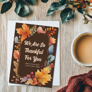 Cartes Pour Fêtes Annuelles Business Thanksgiving Feuilles Merci Pour Vous