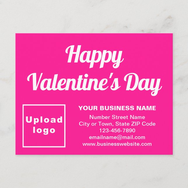 Cartes Pour Fêtes Annuelles Business Valentine Small Pink Flat Holiday Card (Devant)