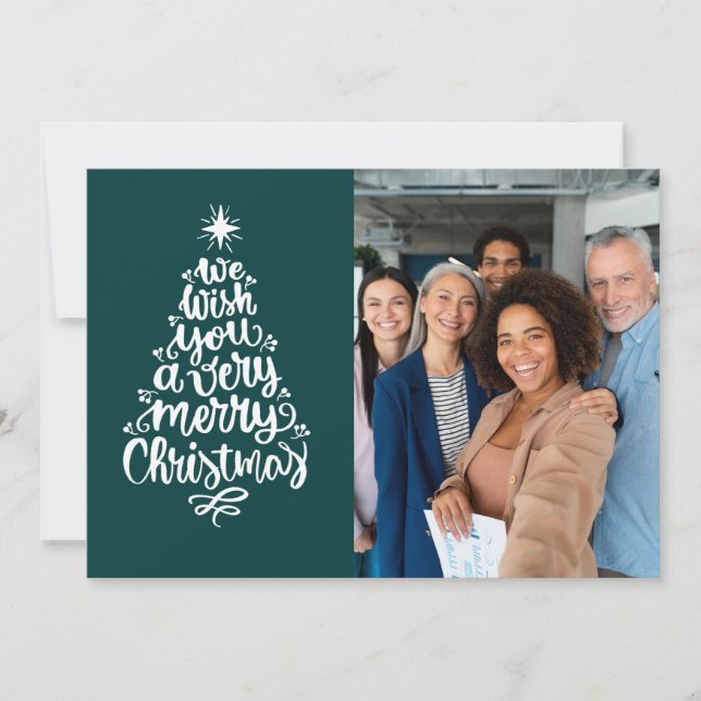 Cartes Pour Fêtes Annuelles Business Vous Souhaite Une Joyeuse Photo Verte De  (Devant)